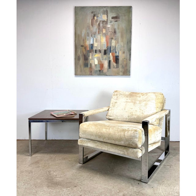A fabulous modernist chrome and soft fabric chair designed by Adrain Pearsall for Comfort Designs circa 1970’s. Similar to...