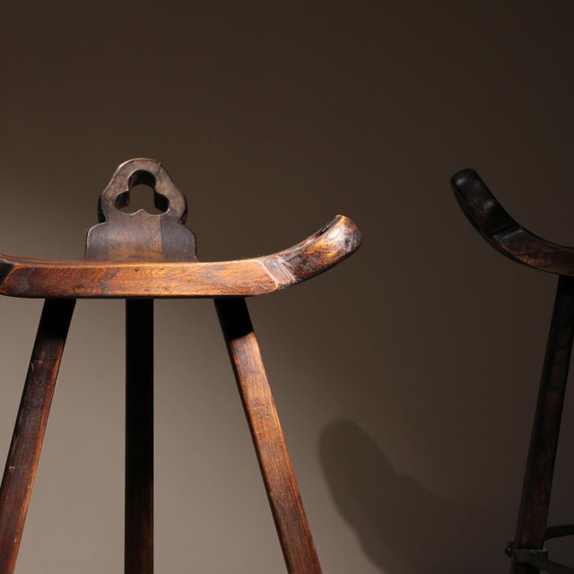 Brutalist Wood Marbella Bar Stools, Spain, 1970s For Sale - Image 10 of 11
