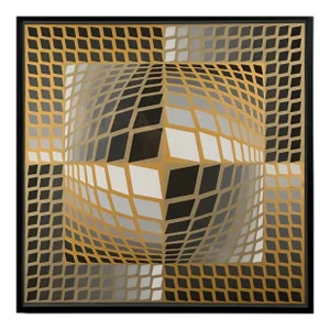 Vintage Original 1978 Untitled Op Art/Geometric Screenprint by Victor Vasarely, Framed