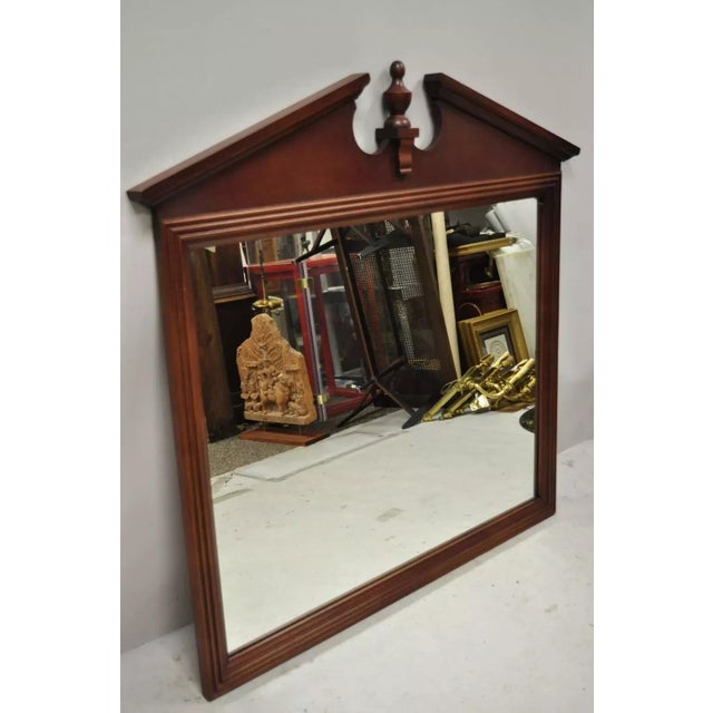 Late 20th Century Broyhill Usa Federal Style Broken Arch & Finial Cherry Wood Wall Dresser Mirror For Sale - Image 10 of 10