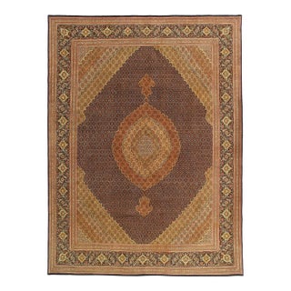 Genuine Persian Tabriz Fish Design Silk & Wool Pile Rug For Sale