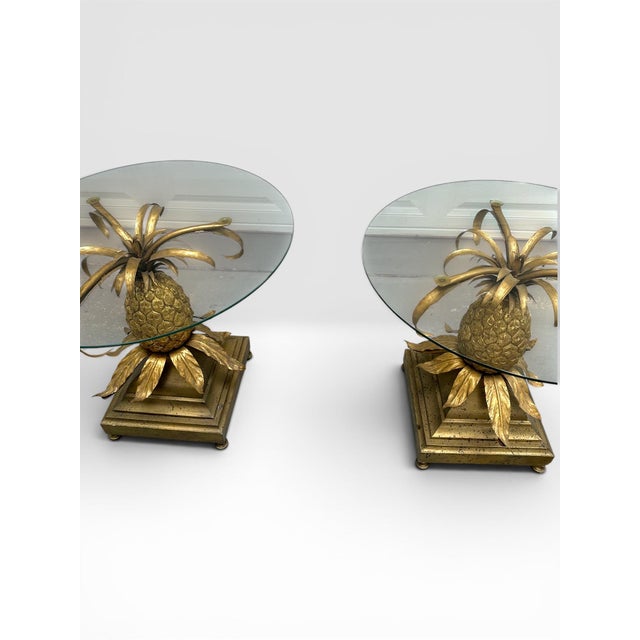 Pair of Mid-Century Italian Hollywood Regency Brass Pineapple Side Tables. For Sale - Image 14 of 15