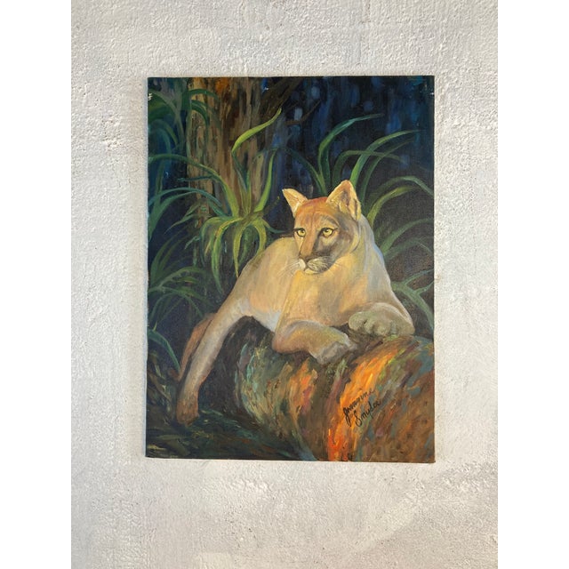Striking panther painting, this beautiful piece is great unframed as it is or could be framed! Signed