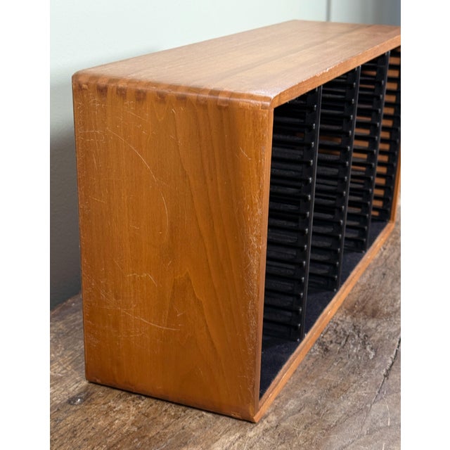 Mid-Century Modern Mid Century Modern Solid Teak Wood CD Storage Cabinet With Slatted Dividers For Sale - Image 3 of 8