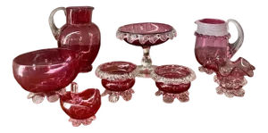 Antique Victorian Cranberry Glasses, Set of 16