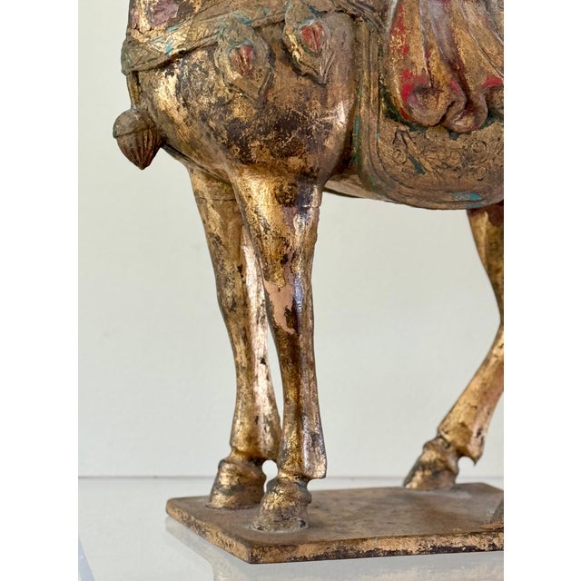 Late 19th Century Chinese Carved, Gilt and Polychrome Wooden Horse For Sale - Image 12 of 15