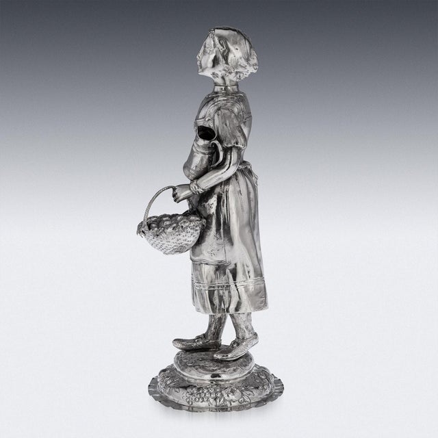 19th Century German Silver Figure of a Fruit Seller, 1880 For Sale - Image 4 of 18