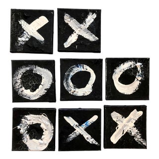 Contemporary "Tic Tac Toe" Mixed-Media Panels - Set of 8 For Sale