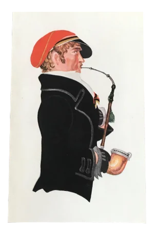 1927 Art Nouveau German Mini Tip-On Poster, Pipe Smoking Man