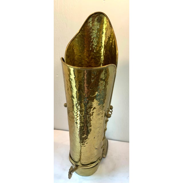 Mid 20th Century Vintage English Brass Boot Shaped Umbrella Stand For Sale - Image 5 of 10
