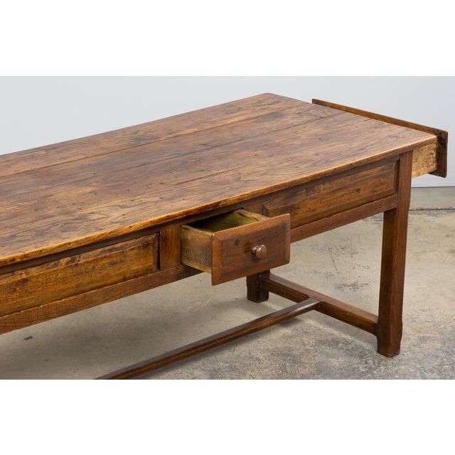 Early 19th Century French Provincial Farmhouse Mixed Wood Trestle Table For Sale - Image 12 of 18