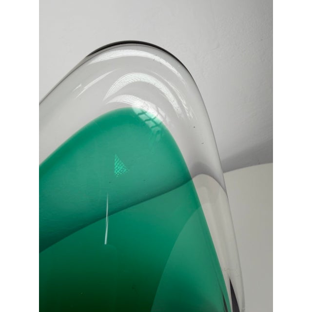 Glass Murano Sommerso Art Glass Bowl in Green and Clear Glass, Italy, 1960s For Sale - Image 7 of 8