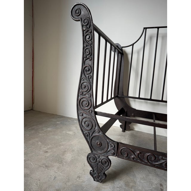 Metal Ernest Hemingway " the Bull " Iron and Leather Sofa by Thomasville/ Sold For Sale - Image 7 of 12