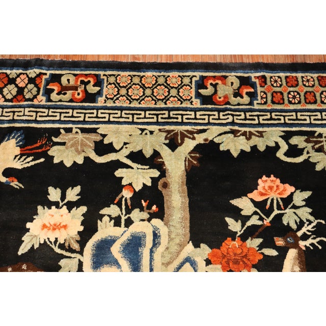 Early 20th Century Early 20th Century Zabihi Collection Chinese Batou Pictorial Rug - 4'4" x 6'9" For Sale - Image 5 of 10