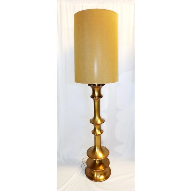 Contemporary Pair of Brass Waldo Floor Lamps For Sale - Image 3 of 9
