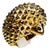 Hedgehog Spikey Emerald Eyes 18k Gold Statement Unique Cute Animal Ring, Size 6 For Sale
