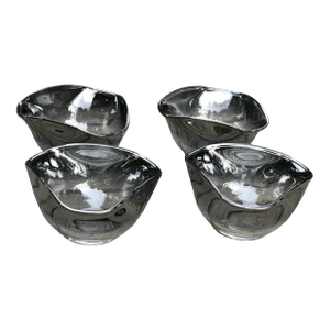 Dorothy Thorpe 1960's Silver Fade Glass Nuts and Chips Serving Bowls- Set of 4