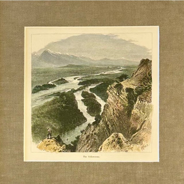 Traditional Yellowstone, Wyoming Original Landscape Framed Print, 1872 For Sale - Image 3 of 4
