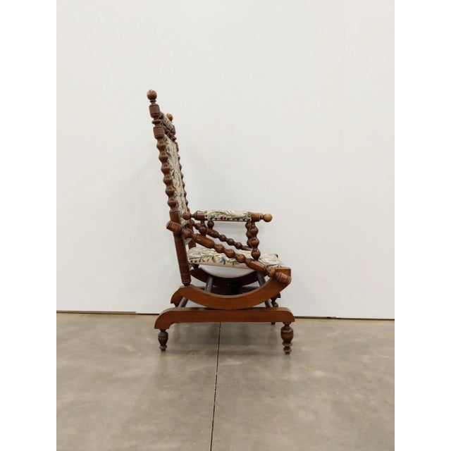 Victorian Antique Danish Rocking Chair With Foot Stool For Sale - Image 3 of 11