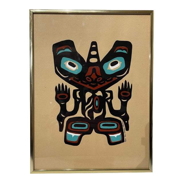 Late 20th Century Alaskan Inuit Style Tribal Totem Art Vintage Signed Serigraph For Sale