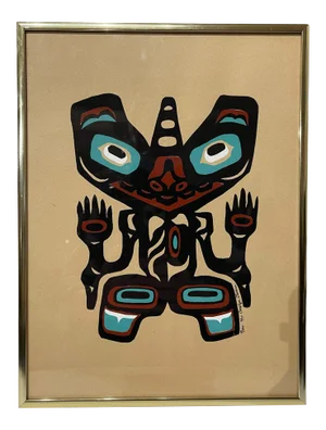 Late 20th Century Alaskan Inuit Style Tribal Totem Art Vintage Signed Serigraph