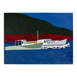 1950s Robert Herrmann Boats Original Seascape Painting For Sale