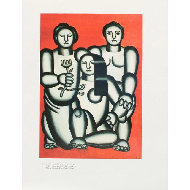 Pop Art 1990 After Fernand Leger "Three Girls on Red Background", Full-Color Parisian Print For Sale - Image 3 of 9