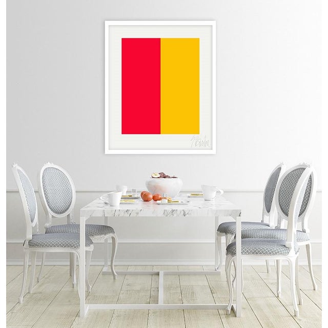 "Color's Cooperation, No. 1" by Liz Roache (red and yellow) This Modern, Mid Century, Contemporary Fine Art Print was...