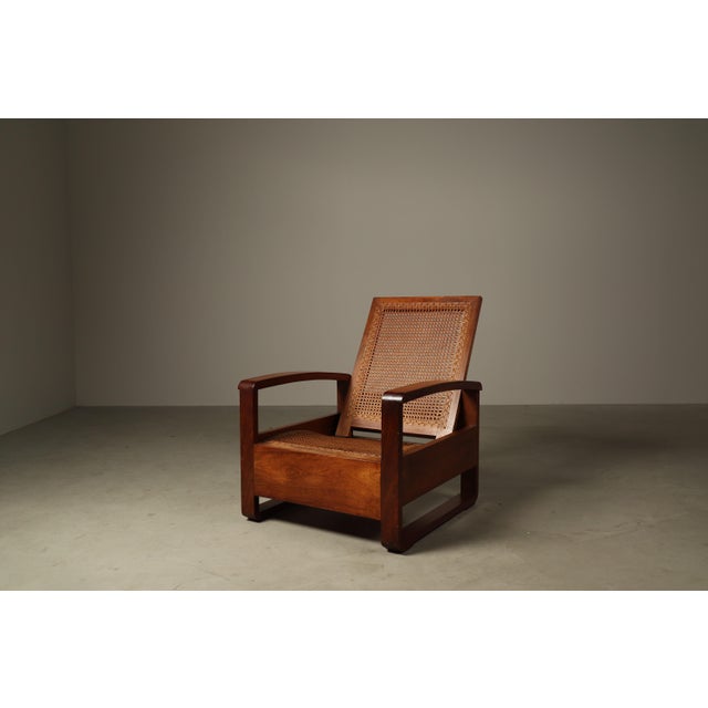 Mid-Century Architectural Teak Lounge Chair with Cane Seat, 1950s For Sale - Image 16 of 16