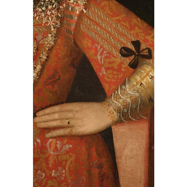 Workshop of Alonso Sanchez Coello, Portrait of a Noblewoman, 17th Century, Oil Painting on Canvas For Sale - Image 8 of 16