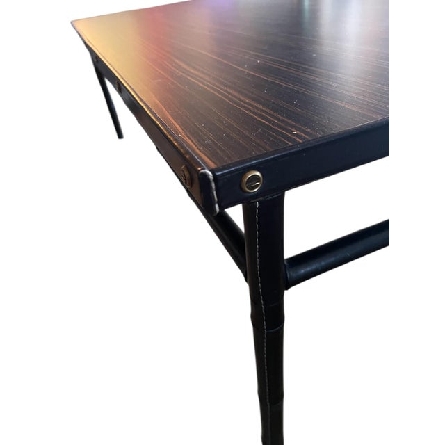 Stitched Leather Cocktail Table by Jacques Adnet, 1950s For Sale - Image 10 of 14