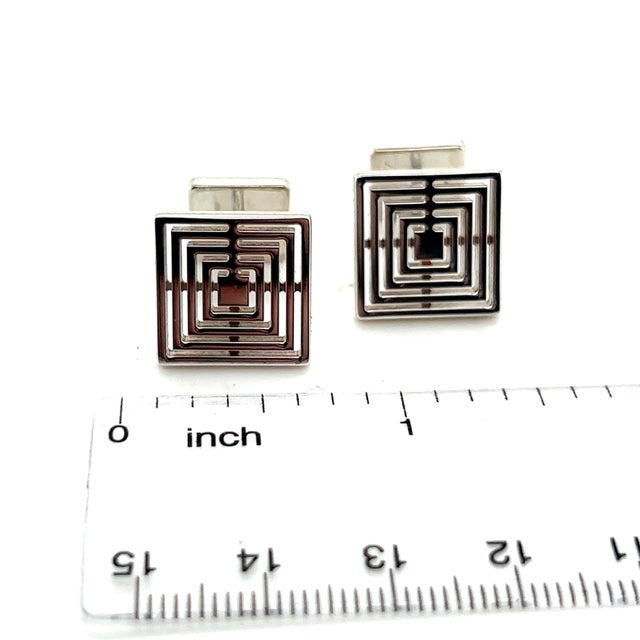 Silver 1990s Pair of Tiffany & Co Estate Mens Cufflinks Sterling Silver For Sale - Image 8 of 8