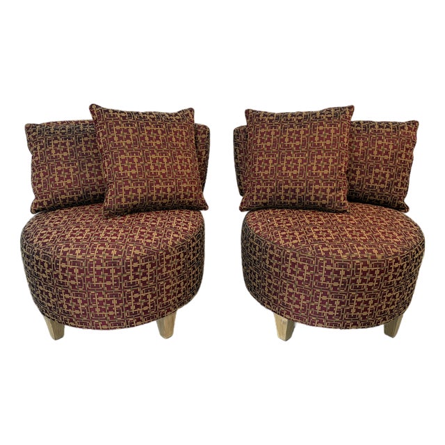 Mid 20th Century Geometric Patterned Lounge Chairs For Sale