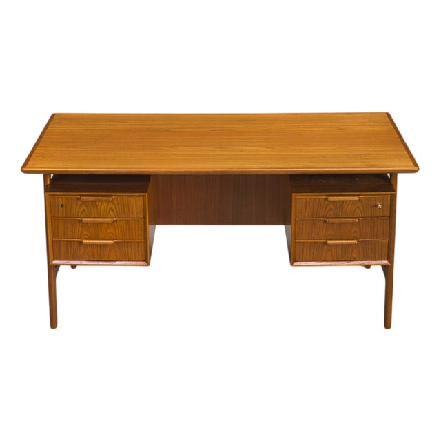 Model 75 Teak Desk by Gunni Omann for Omann Jun Furniture Factory, 1960s For Sale