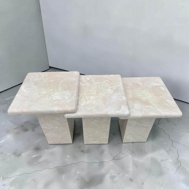 Stone 1980s Vintage Tall Marble Nesting Tables For Sale - Image 7 of 18