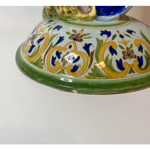 Antique French Quimper Porquier-Beau Footed Compote With Swan Handle For Sale - Image 15 of 16