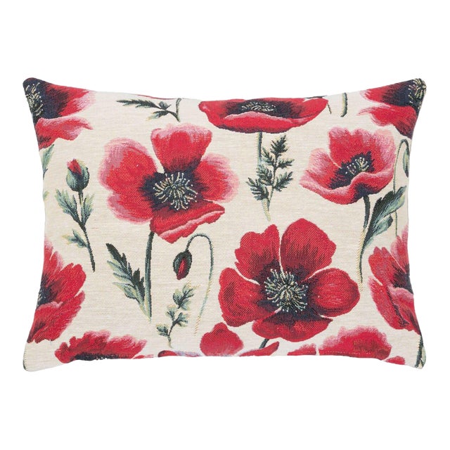 Poppyfields Cushion With Feather Filler - 33x46cm (13"x18") For Sale