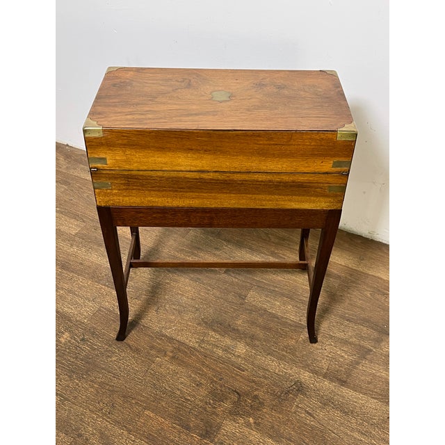 C. 1850s Antique Campaign Officer's Writing Slope on Stand For Sale - Image 15 of 15