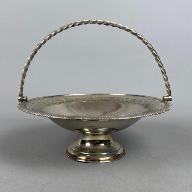 Silver-Plated Basket Centerpiece, 1800s For Sale - Image 6 of 12