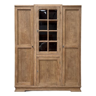 Large Art Deco Oak Wardrobe, 1940s For Sale