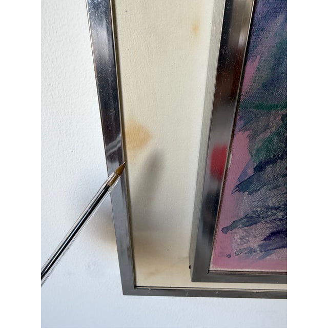 1970s Mid-Century Abstract Expressionist Acrylic on Canvas Painting, Framed For Sale - Image 11 of 13
