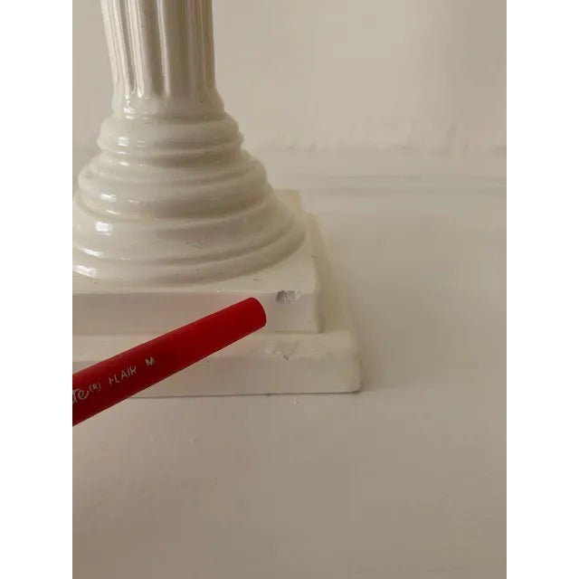 19th Century English Creamware Candlesticks in the Form of Corinthian Columns - a Pair For Sale - Image 4 of 13