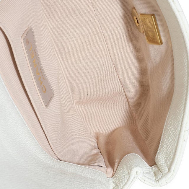 Animal Skin White Quilted Caviar Chain Melody Waist Belt Bag For Sale - Image 7 of 7