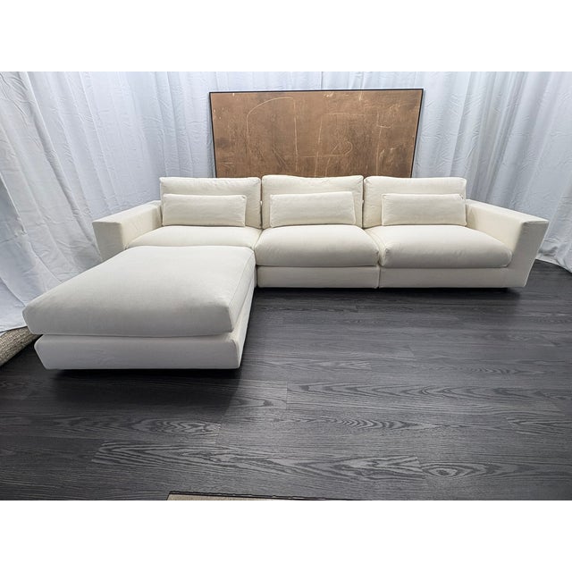 Rh Lugano Modular 4-Piece Sectional | Italy | Down | Performance Linen Weave – Natural For Sale - Image 17 of 18