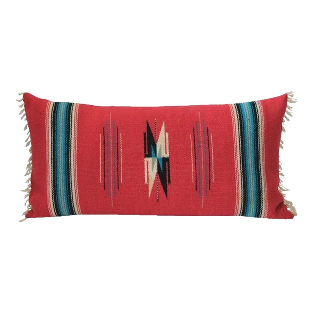 Mexican Red Serape Bolste Pillow For Sale