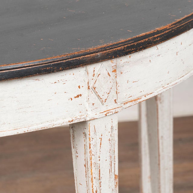 White 19th Century Swedish Gustavian Pair of Demi Lune Side Tables Consoles For Sale - Image 8 of 11