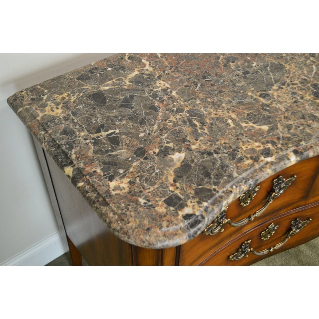 Brown Henredon French Louis XV Style Large Marble Top Commode Chest For Sale - Image 8 of 12