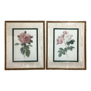 1970s Beautiful Pair of Framed Botanical Prints, Pierre-Joseph Redouté for the Bombay Company