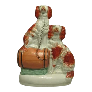 Antique Staffordshire Spaniel Grouping