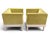 Pair of chartreuse green velvet chairs with wooden accents. These have been reupholstered and frames painted white- the...